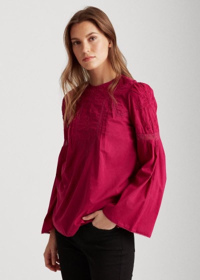 Ralph Lauren Embroidered Bell-Sleeve Top Dame Danmark (EDXJC6781)